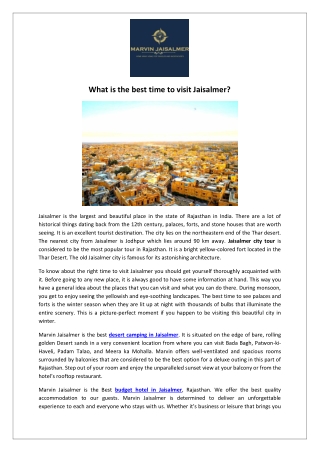 What is the best time to visit Jaisalmer-converted