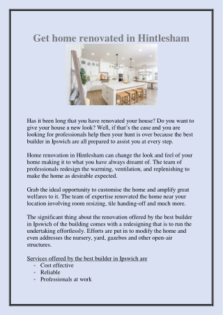 Get home renovated in Hintlesham
