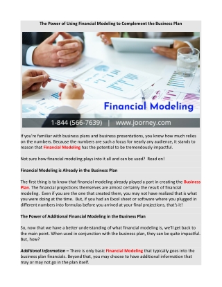 The Power of Using Financial Modeling to Complement the Business Plan