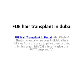 FUE hair transplant in dubai