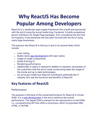 Why ReactJS Has Become Popular Among Developers