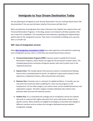 Immigrate to Your Dream Destination Today