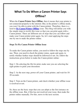 What To Do When a Canon Printer Says Offline?