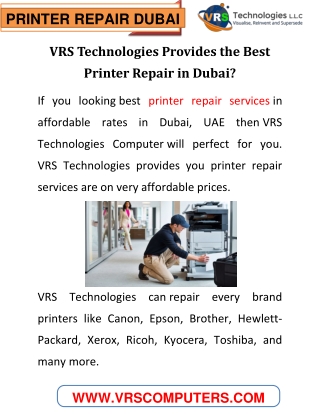 VRS Technologies Provides the Best Printer Repair in Dubai