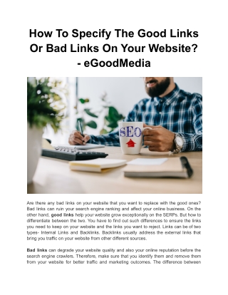 How To Specify The Good Links Or Bad Links On Your Website_ - eGoodMedia