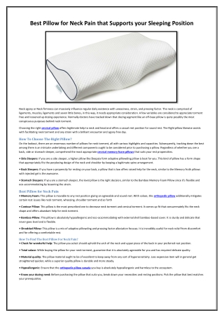 Best Pillow for Neck Pain that Supports your Sleeping Position