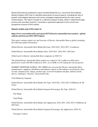 Electric Automobile Horn Market Size to Expand Significantly by the End of 2027
