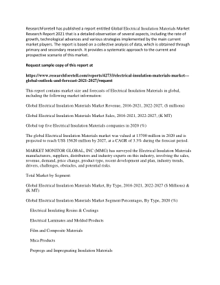 Electrical Insulation Materials Market to Witness Steady Growth through 2027