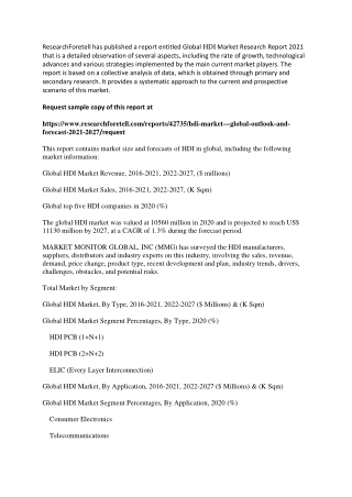 HDI Market Forecast and Opportunity Assessment by 2027