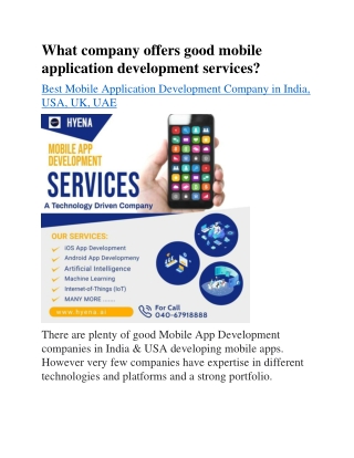 What company offers good mobile application development services