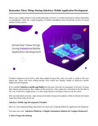 Remember These Things During Salesforce Mobile Application Development