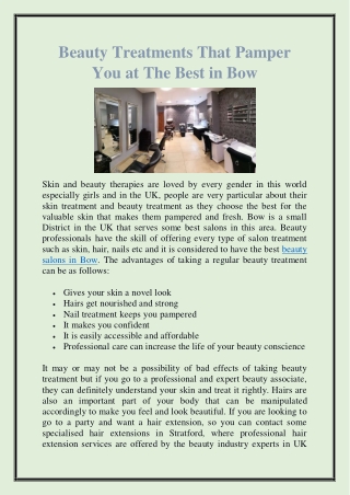 Beauty Treatments That Pamper You at The Best in Bow