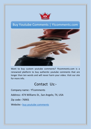 Buy Youtube Comments | Ytcomments.com