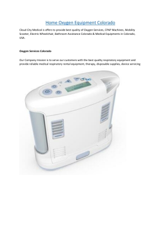 Home Oxygen Equipment Colorado