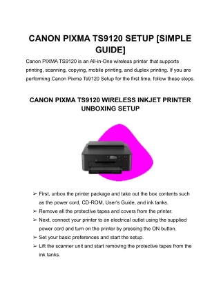 CANON PIXMA TS9120 SETUP [SIMPLE GUIDE]