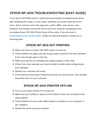 EPSON WF-2830 TROUBLESHOOTING [EASY GUIDE]