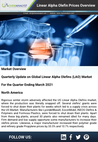 Linear Alpha Olefin Prices, News, Demand & Supply | ChemAnalyst