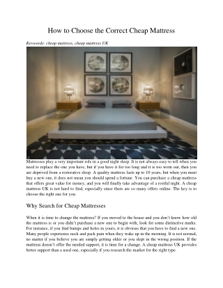 How to Choose the Correct Cheap Mattress