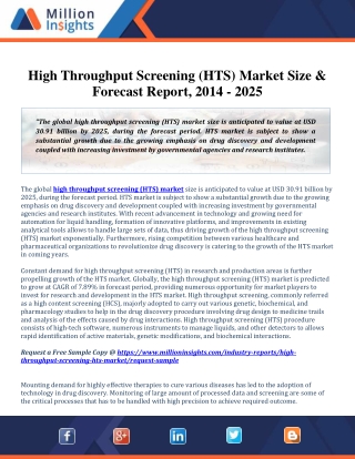 high throughput screening (HTS) market size is anticipated to value at USD 30.91