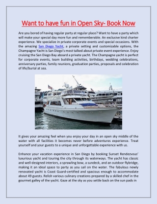 Want to have fun in Open Sky- Book Now