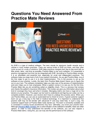 Questions You Need Answered From Practice Mate Reviews