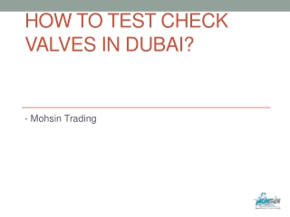 How to Test Check Valves in Dubai?