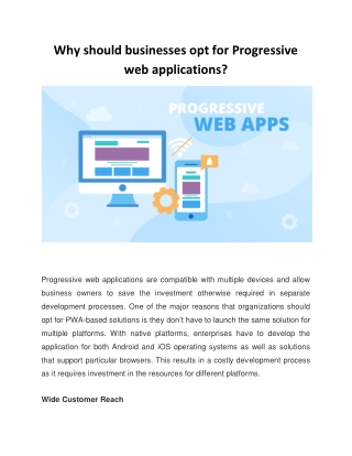 Why should businesses opt for Progressive web applications