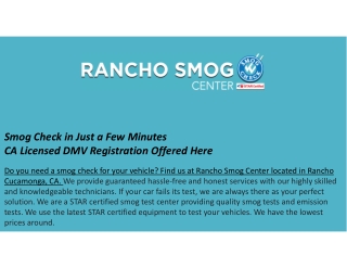 California Smog Center - ranchosmogcenter.comRancho Smog Center