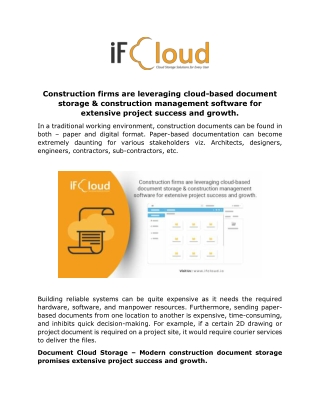 Construction firms are leveraging cloud-based document storage & construction management software for extensive project