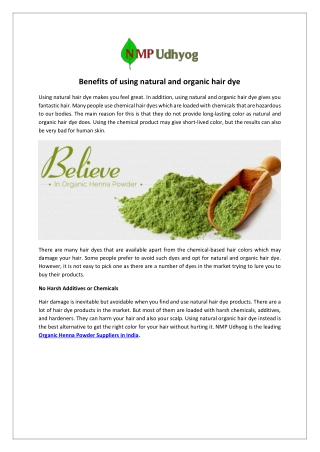 Benefits of using natural and organic hair dye