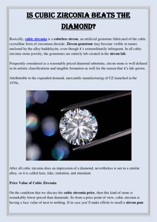 Is Cubic Zirconia Beats the Diamond
