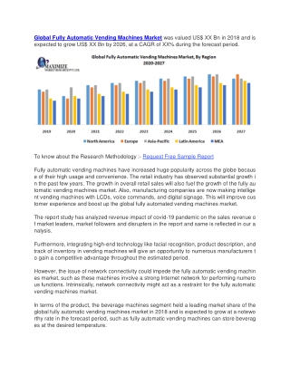 Global Fully Automatic Vending Machines Market was valued US