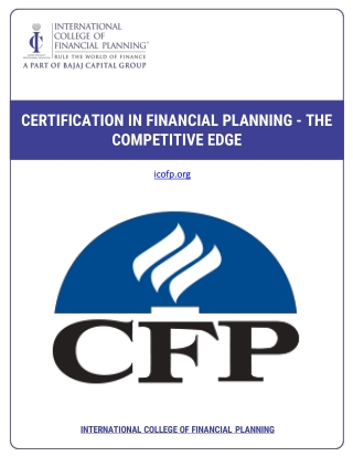 Certification In Financial Planning - The Competitive Edge