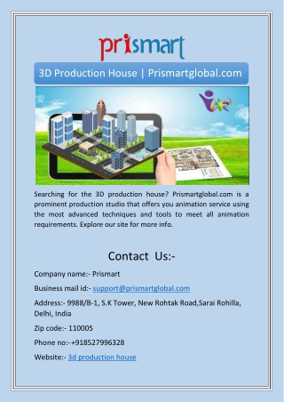3D Production House | Prismartglobal.com