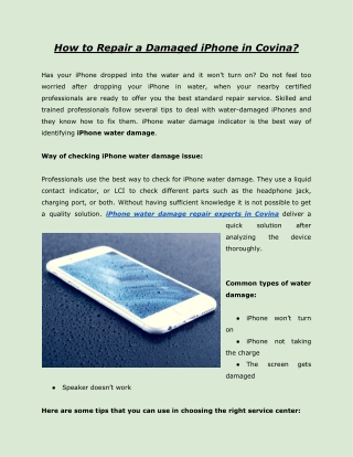 How to Repair a Damaged iPhone in Covina?