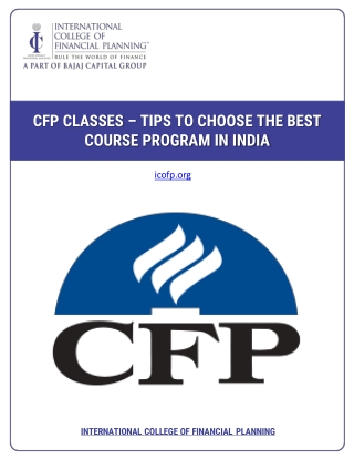 CFP Classes – Tips to Choose the Best Course Program in India