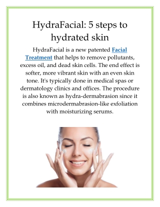 HydraFacial 5 steps to hydrated skin