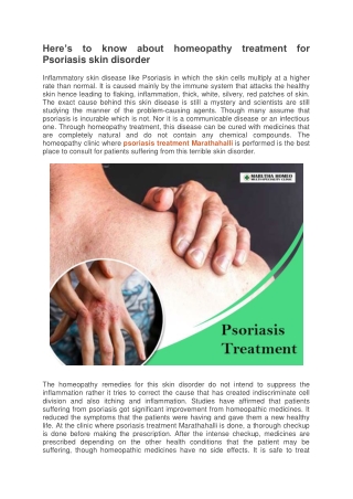 Here’s to know about homeopathy treatment for Psoriasis skin disorder
