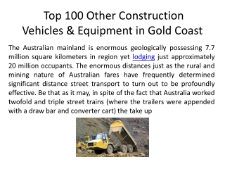 Top 100 Other Construction Vehicles & Equipment
