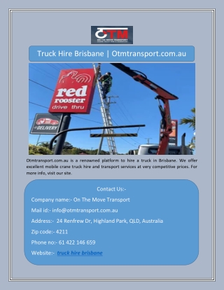 Truck Hire Brisbane | Otmtransport.com.au