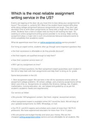 Which is the most reliable assignment writing service in the US
