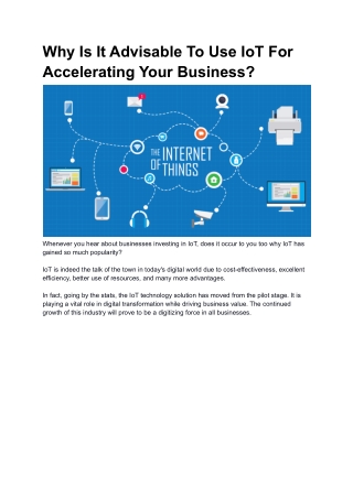 Why Is It Advisable To Use IoT For Accelerating Your Business_