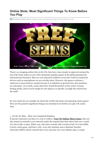 Online Slots: Most Significant Things To Know Before You Play