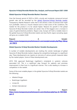 Hyoscine-N-Butyl Bromide Market Size, Analysis, and Forecast Report 2021-2030