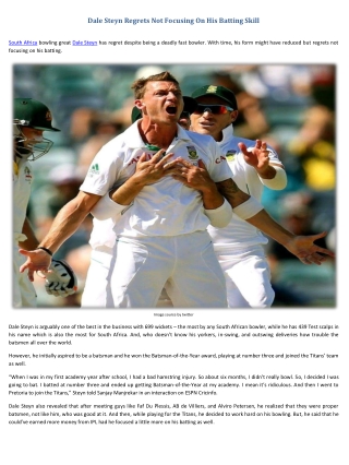 Dale Steyn Regrets Not Focusing On His Batting Skill