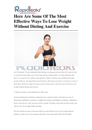 How To Lose Weight Without Dieting And Exercise