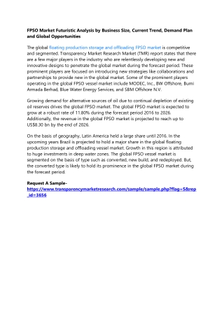 FPSO Market Futuristic Analysis by Business Size, Current Trend, Demand Plan and