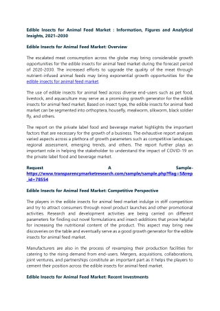 Edible Insects for Animal Feed Market: Information, Figures and Analytical Insig