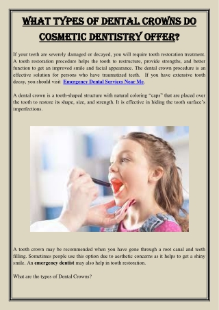 What Types Of Dental Crowns Do Cosmetic Dentistry Offer