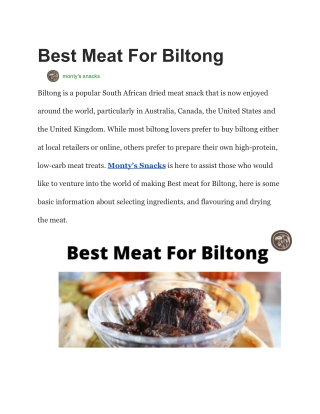 Best Meat For Biltong